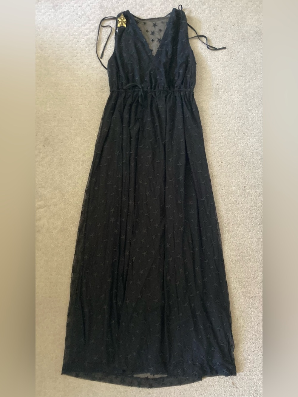 Zac Posen black star-embroidered Josie gown, Sz 8.